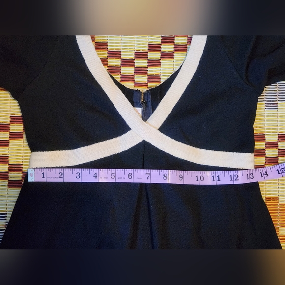 Rudi Gernreich VINTAGE L/S Sweater Dress. Sz 6. Black/Cream. - Picture 9 of 10